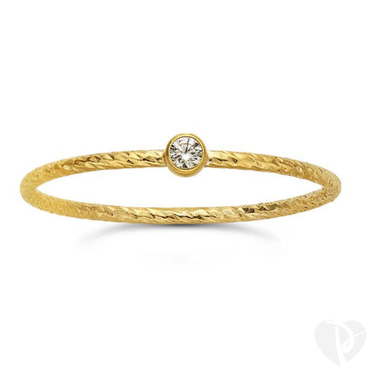 Dainty Cubic Zirconia Textured Ring