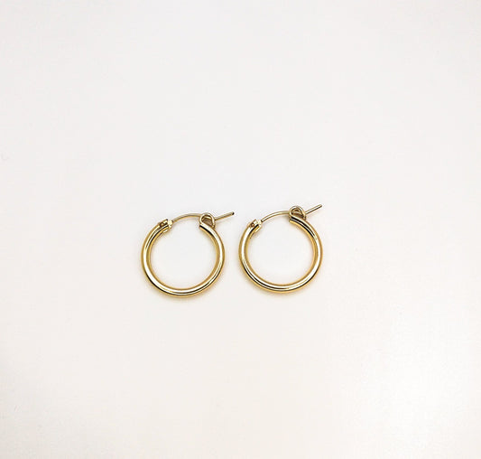 14k gold -Filled round medium hoop earrings