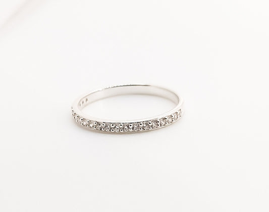 Sterling Silver dainty tiny cubic Zirconia Band