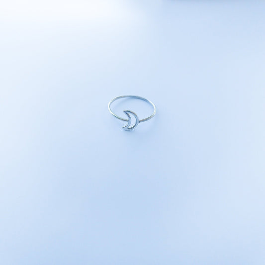 Sterling Silver dainty open crescent half moon ring