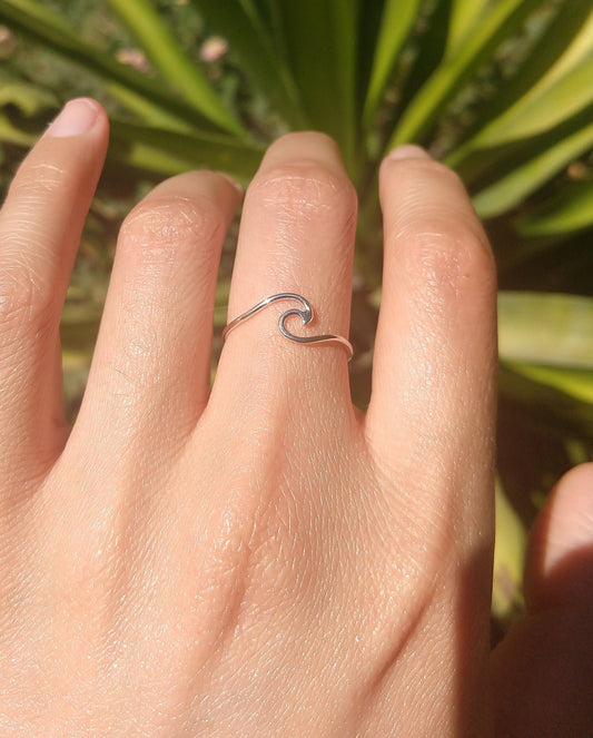Sterling Silver dainty wave surf ring