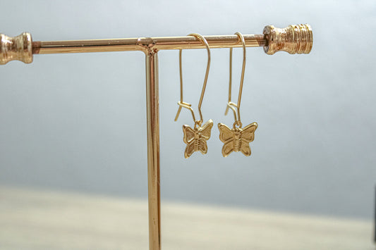 14k Gold filled butterfly kidney dangle Earrings