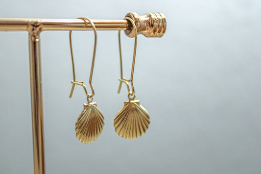 14k Gold filled shell ocean beach dangle Earrings