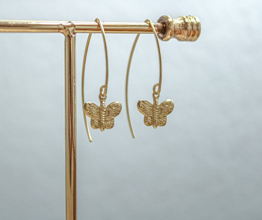 14k Gold filled butterfly dangle Earrings