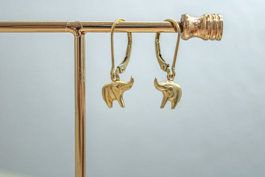 14k Gold filled elephant drop dangle Earrings